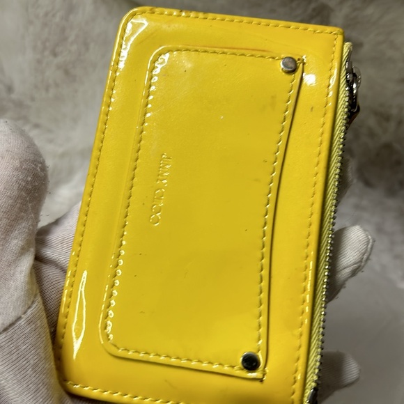 Jimmy Choo Yellow patent leather star studded keychain cardholder pouch - Picture 13 of 16